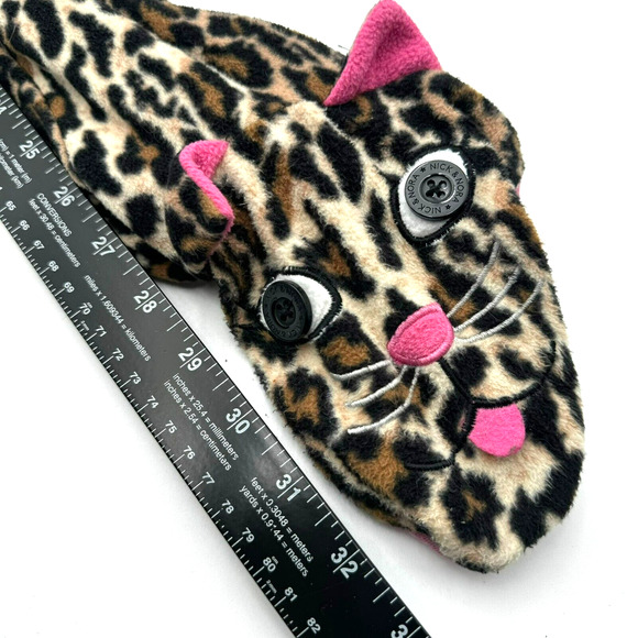 NICK & NORA Small Leopard Animal Print Cat Footed One Piece Pajamas Cozy Warm PJ - Picture 8 of 9